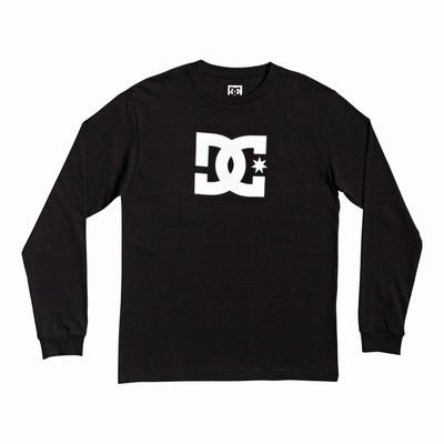 DC Star Long Sleeve Men's Black T-Shirt Australia Sale FGH-729